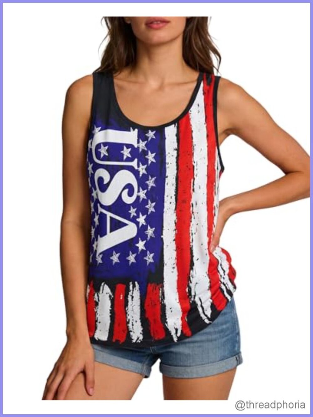 Women's Patriotic Graphic Tank Top Sleeveless Scoop Neck Summer Casual